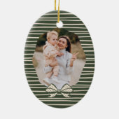 Elegant Polka Dot Christmas Bow Foto Keepake Keramik Ornament (Hinten)