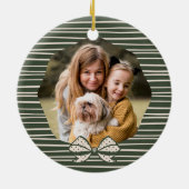Elegant Polka Dot Christmas Bow Foto Keepake Keramik Ornament (Hinten)