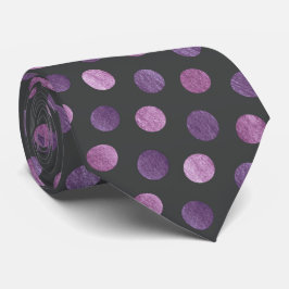 Elegant Polka Dot Lavender & Charcoal Gray Custom Krawatte