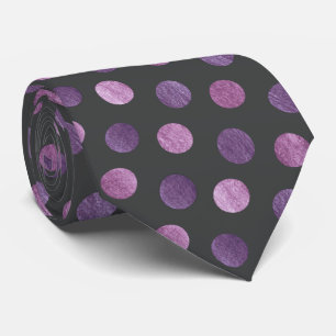 Elegant Polka Dot Lavender & Charcoal Gray Custom Krawatte