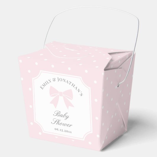Elegant Polka Dots Baby Pink Bow Girl Baby Shower Geschenkschachtel (Vorderseite)
