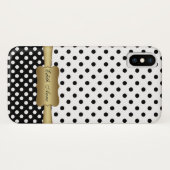 Elegant Polka Dots Gold Custom Monogram Case-Mate iPhone Hülle (Rückseite (Horizontal))