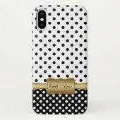 Elegant Polka Dots Gold Custom Monogram Case-Mate iPhone Hülle (Rückseite)