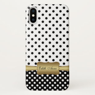 Elegant Polka Dots Gold Custom Monogram  Case-Mate iPhone Hülle
