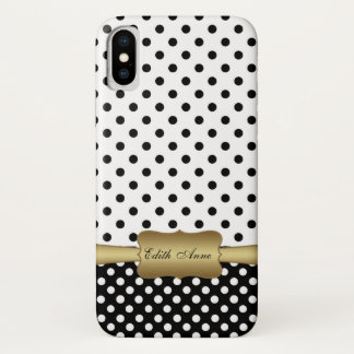 Elegant Polka Dots Gold Custom Monogram  Case-Mate iPhone Hülle