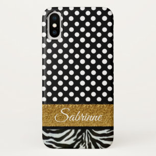 Elegant Polka Dots Zebra Muster Monogramm Case-Mate iPhone Hülle