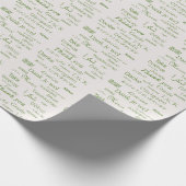 Elegant Polyglot "Danke" Green auf Seashell Geschenkpapier (Ecke)