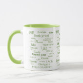 Elegant Polyglot "Danke" Grüne Typografie Tasse (Links)