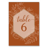 Elegant Polygon Geometric Floral Terra Cotta Tischnummer (Rückseite)