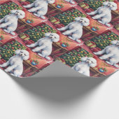 Elegant Poodle Beside Christmas Tree Holiday Dog Geschenkpapier (Ecke)