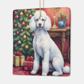 Elegant Poodle Beside Christmas Tree Holiday Dog Keramikornament (Links)