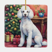 Elegant Poodle Beside Christmas Tree Holiday Dog Keramikornament (Rückseite)