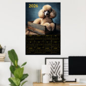 Elegant Poodle in Wooden Crate – 2026 Classic Dog Poster (Heimbüro)
