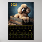 Elegant Poodle in Wooden Crate – 2026 Classic Dog Poster (Vorne)