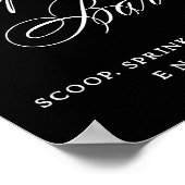Elegant Popcorn Bar White Calligraphy | Chic Table Poster (Ecke)