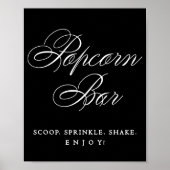 Elegant Popcorn Bar White Calligraphy | Chic Table Poster (Vorne)