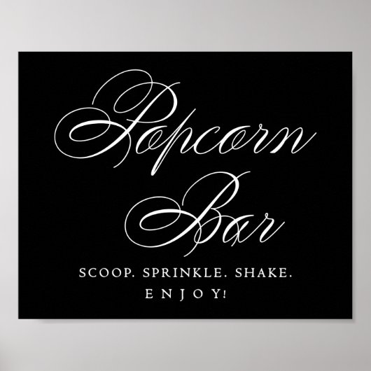 Elegant Popcorn Bar White Script | LECKEREI Poster (Vorne)