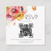 Elegant Poppies Floral QR Code Wedding RSVP  Begleitkarte (Vorderseite)