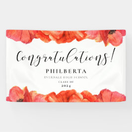 Elegant Poppies Graduation Party Herzlichen Glückw Banner