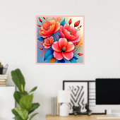 Elegant Poppies: Radiant Nature Art Poster (Heimbüro)
