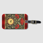 Elegant Poppies Striped Gold Red Monogram Initial Gepäckanhänger (Vorderseite (Horizontal))