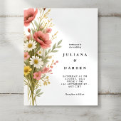 Elegant Poppy Daisy Bouquet Rustic Floral Wedding  Einladung