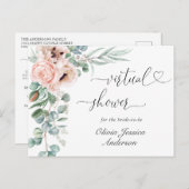 Elegant Poppy Eucalyptus Bridal VIRTUAL Dusche Postkarte (Vorne/Hinten)