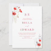 Elegant Poppy Red Monogram Floral Formal Wedding Einladung (Vorderseite)