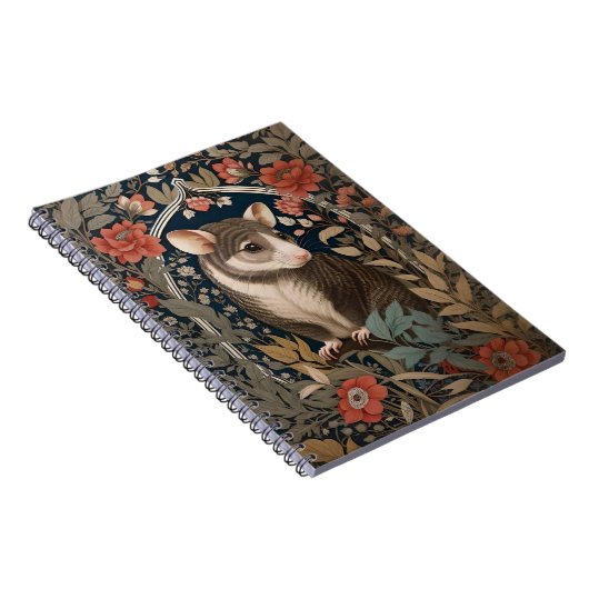 Elegant Possum William Morris Inspiriert Notizblock (Rechte Seite)
