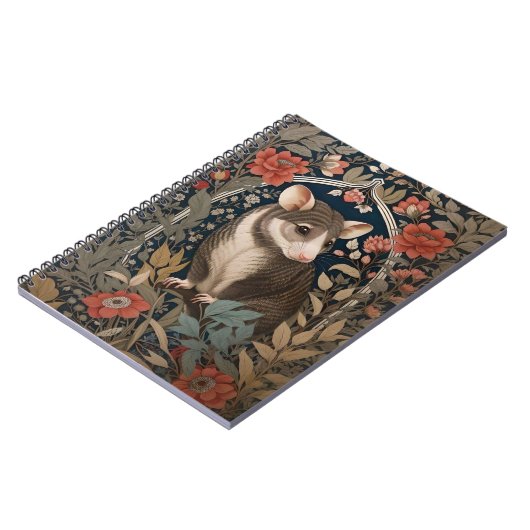 Elegant Possum William Morris Inspiriert Notizblock (Linke Seite)