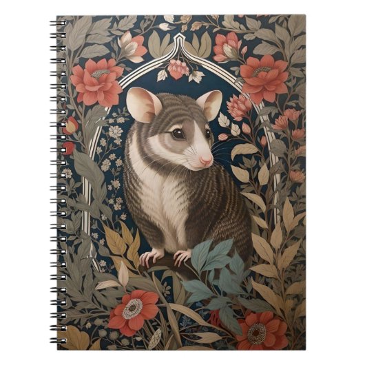Elegant Possum William Morris Inspiriert Notizblock (Vorderseite)