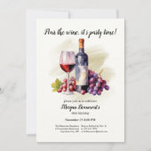 Elegant Pour The Wine Themed 40th Birthday Party Einladung (Vorderseite)