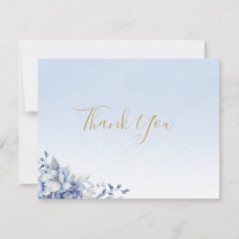 Elegant Powder Blue & Gold Floral Wedding  Dankeskarte