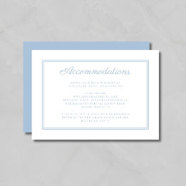 Elegant Powder Blue Script Hochzeitsunterkunft Begleitkarte