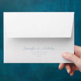Elegant Powder Blue Script Wedding Address