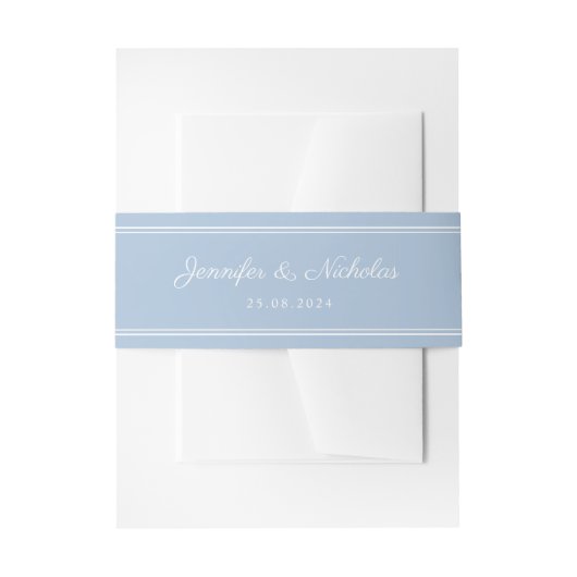 Elegant Powder Blue Script Wedding Einladungsbanderole (Vorderseite Beispiel)