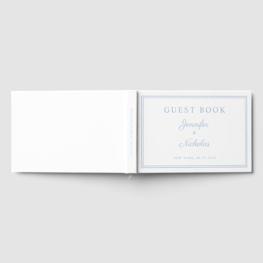 Elegant Powder Blue Script Wedding Gästebuch (Voll)