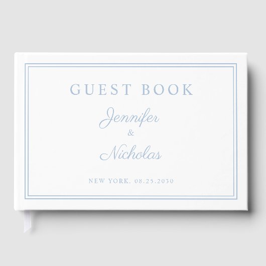 Elegant Powder Blue Script Wedding Gästebuch (Vorderseite)