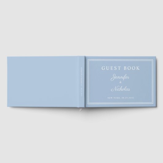Elegant Powder Blue Script Wedding Gästebuch (Voll)