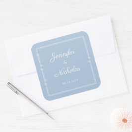 Elegant Powder Blue Script Wedding Quadratischer Aufkleber