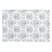Elegant Preppy Hydrangea Bow Gray Toile Muster Kissenbezug (Vorderseite)