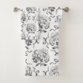 Elegant Preppy Hydrangea Bow Toile Muster Badhandtuch Set (Insitu)