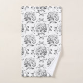 Elegant Preppy Hydrangea Bow Toile Muster Badhandtuch Set (Handtuch)