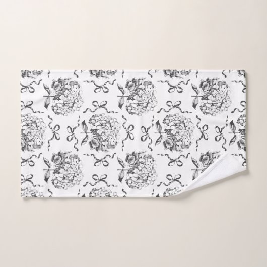 Elegant Preppy Hydrangea Bow Toile Muster Badhandtuch Set (Handtuch)