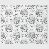 Elegant Preppy Hydrangea Bow Toile Muster Geschenkpapier (Flach)