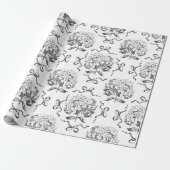 Elegant Preppy Hydrangea Bow Toile Muster Geschenkpapier (Ungerollt)