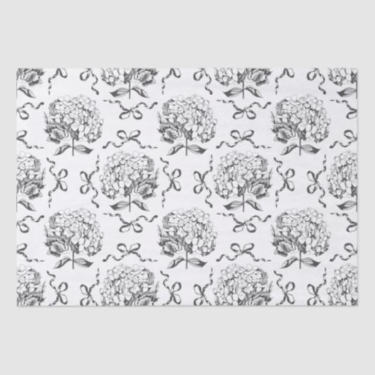 Elegant Preppy Hydrangea Bow Toile Muster Seidenpapier (Vorderseite)