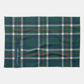 Elegant Preppy Plaid Monogram Christmas Geschirrtuch (Horizontal)