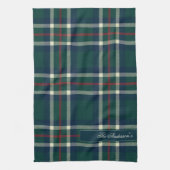 Elegant Preppy Plaid Monogram Christmas Geschirrtuch (Vertikal)