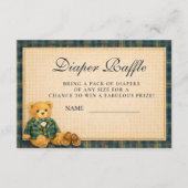 Elegant Preppy Teddy Bear Diapper Raffle Begleitkarte (Vorderseite)